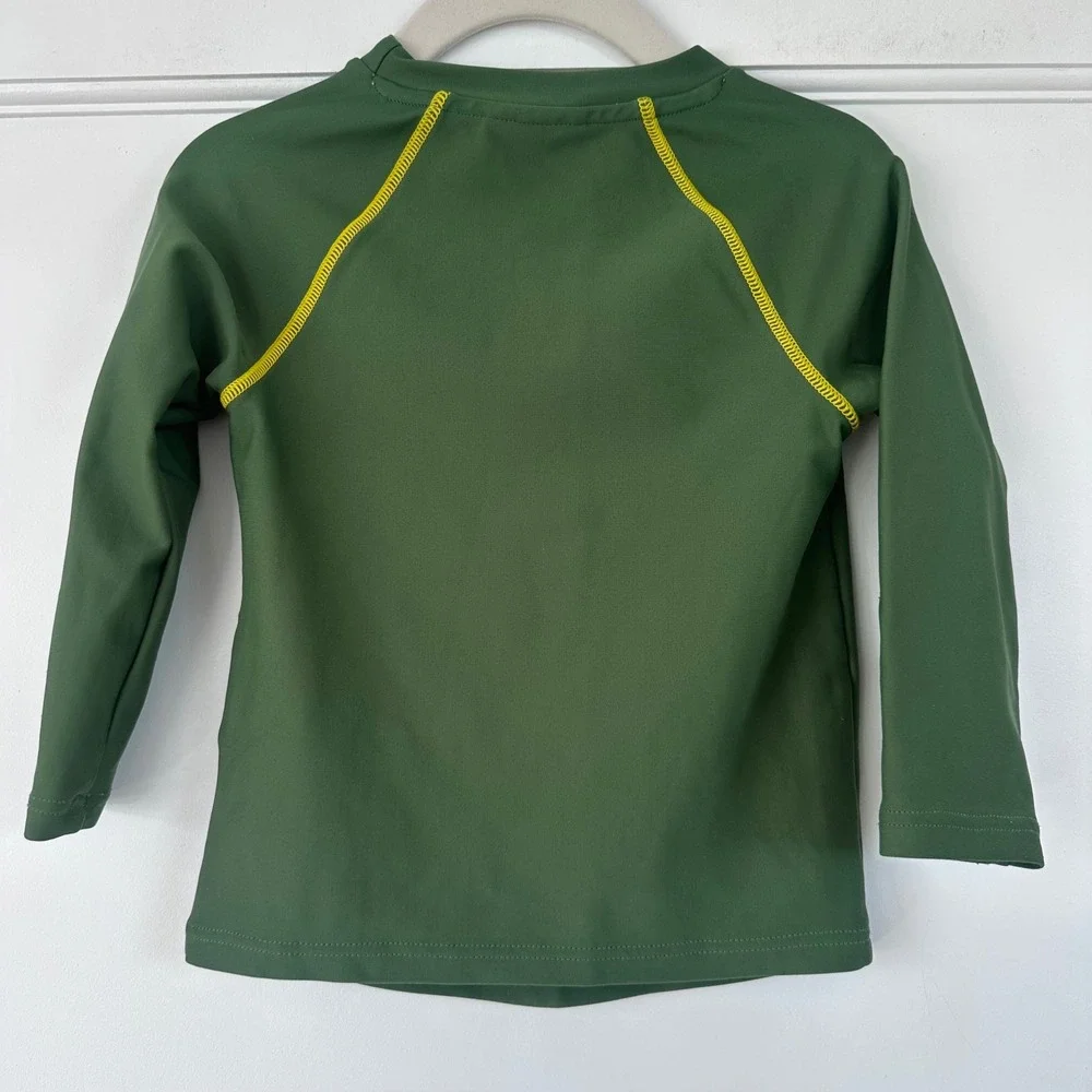 Sunuva Boys Green Tiger Graphic Long Sleeve Rash Guard Swim Shirt Size 1-2 Years